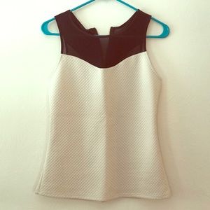 EXPRESS Cream tank blouse with black sheer top